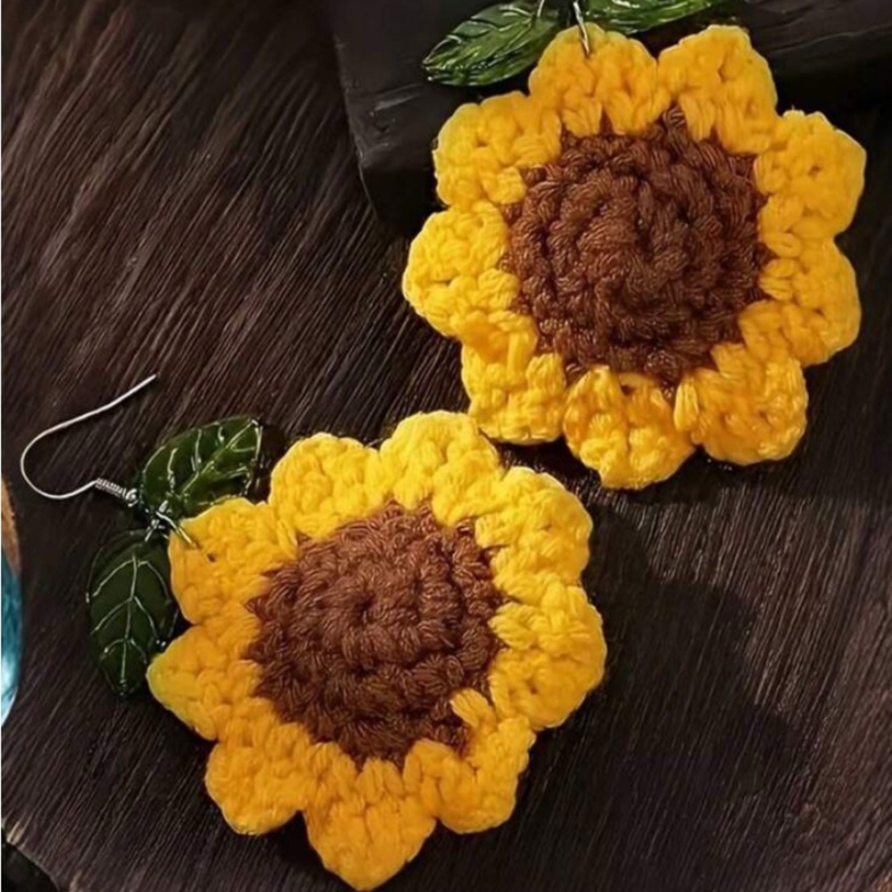 Sunflower Crochet Earrings
